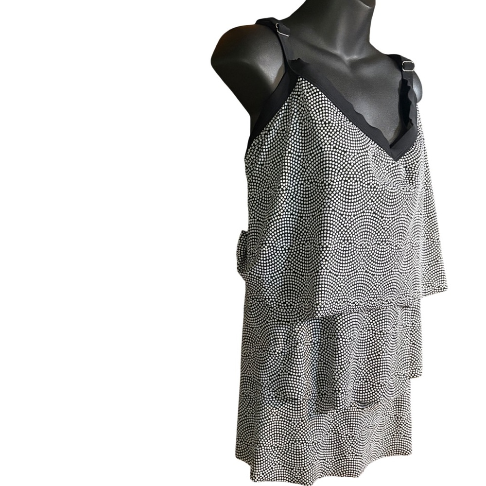 Catherine tiered tankini top featuring a black and white geometric star 20 - Picture 2 of 10